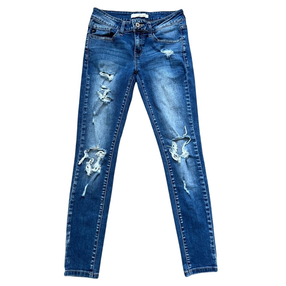 KanCan VBK1232 Distressed Skinny Jeans Medium Wash Blue Denim‎ Womens 26